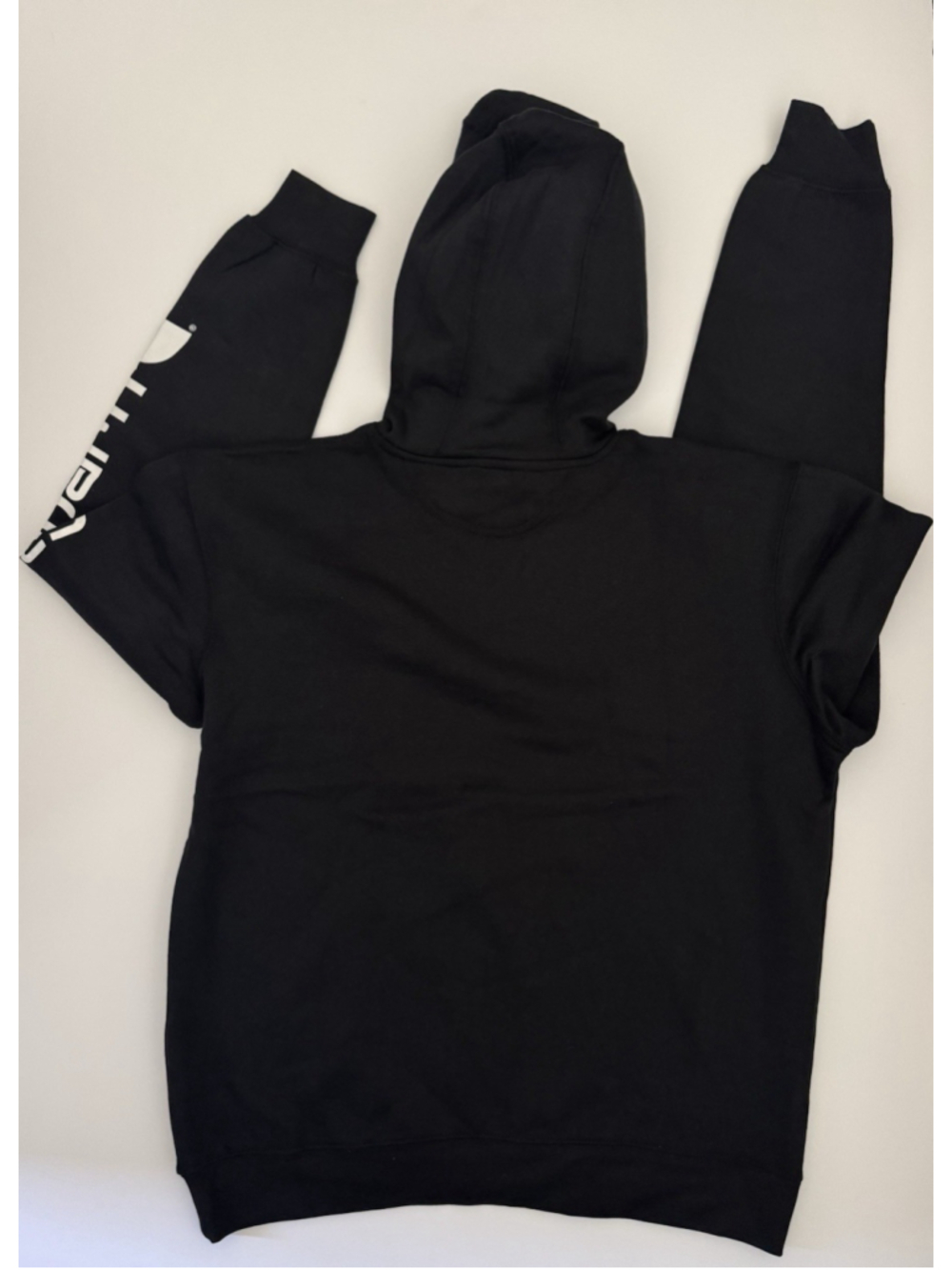 Carhartt Hoodie Mens Medium Black Loose Fit Midweight Logo Sleeve Sweatshirt New - Picture 5 of 5
